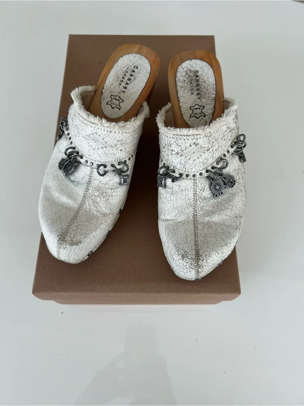CARNABY LONDON Jeannette Leather Wood Platform Clogs EU-Size 38